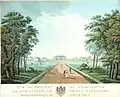 Façade donnant sur le parc et allée centrale, gravure de Joseph Mössmer, Vienne (1800)