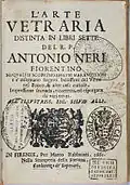 Frontispice de L'arte vetraria distinta in libri sette (1612).