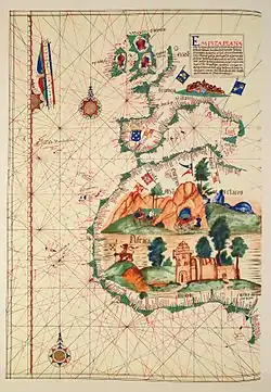 ancienne carte schématique des côtes africaines et européennes