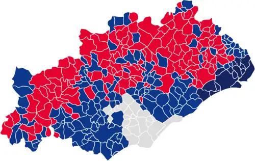 Nuance politique des candidats arrivés en tête dans chaque commune au 2d tour des élections législatives de 2024.