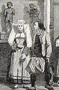 Paysans du Faouët église Saint-Fiacre (lithographie, 1845)