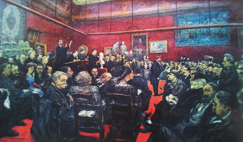 L'intérieur de l’hôtel Drouot lors d’une vente dirigée par Me Lair-Dubreuil.