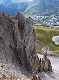 Vue de Tignes depuis l'aiguille Percée.
