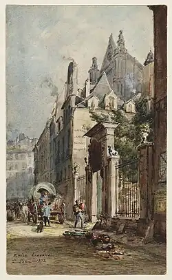 L'ancien hôtel de Royaumont, en 1872, occupé à cette date par une maison de porcelaine.