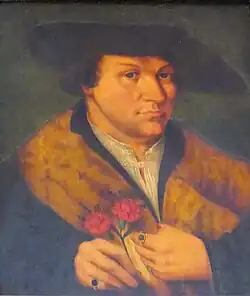L'homme à l’œillet, portrait de Marx Schwab d'après Hans Brosamer d'après Léonard Beck, début xvie siècle, musée de Chartres.