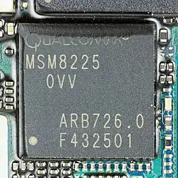Photographie du processeur Snapdragon S4 Play - Qualcomm MSM8225.