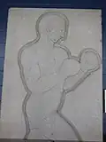 La boxe. Sculpture présente dans le hall d'entrée du Colisée Pepsi jusqu'en 2015 avec 3 autres sculptures. Les sculptures ont été déplacées au Pavillon de la jeunesse en 2020-2021.