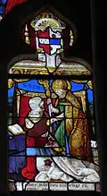 Charlotte de Ferré présentée par saint Lézin - vitrail de l'église éponyme de La Chapelle-Janson (Ille-et-Vilaine).