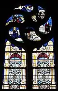 Éléments de vitrail de la nativité du XVIe&nbsp;siècle chapelle nord.