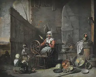 La Fileuse, milieu XVIIe,Maître des béguins,musée des Beaux-Arts de Rouen.