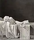 La Mort de Marat, d'après Jacques-Louis-David.