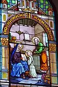 La Vierge Marie et sainte Anne. Détail d'un vitrail.