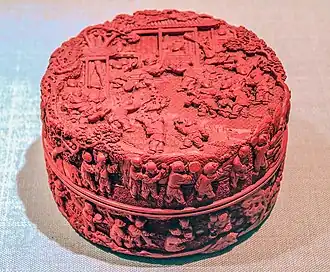 Boîte en laque rouge de la dynastie Qing.