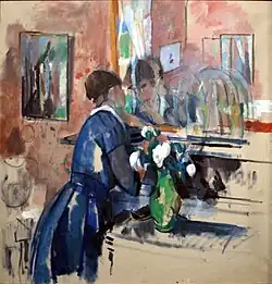 Dame en bleu devant un miroir (1914), Musées royaux des Beaux-Arts de Belgique.