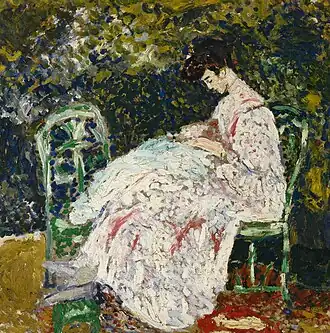Femme cousant dans un jardin, entre 1896 et 1927, musée des Augustins de Toulouse.