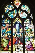 Chapelle Notre-Dame de Lambader : vitrail, les mystères du Rosaire, mystères glorieux, le 4e&nbsp;mystère glorieux (l'Assomption).