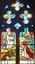 Chapelle Notre-Dame de Lambader : vitrail, les mystères du Rosaire, le 1er&nbsp;mystère douloureux (l’Agonie à Gethsémani).