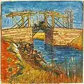 Pont Langlois et lavandières (Aquarelle, F&nbsp;1480 / JH 1382, 30&nbsp;×&nbsp;30&nbsp;cm, avril 1888, collection privée)