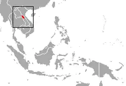 Carte de l'Asie du Sud-Est avec un point rouge au milieu du Laos