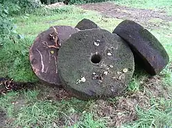 Anciennes roues d'un moulin à écorces..