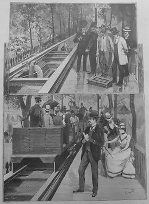 Le chemin de fer glissant paru dans Le Monde Illustré de 1889.