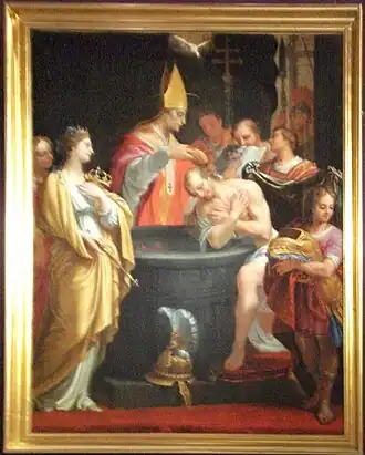 Le baptême de Clovis, par Jean Hélart, école de Reims, XVIIe siècle.
