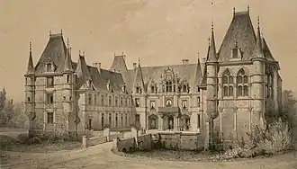 Le château de Marchais, édifié au XVIe&nbsp;siècle, en même temps que Meudon, et par le même architecte (château conservé, propriété des Grimaldi de Monaco).
