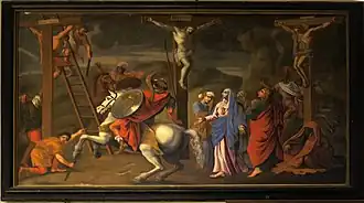 Peinture du Christ et des larrons.