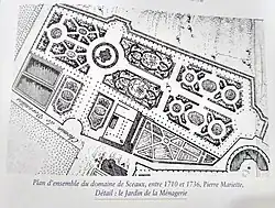 Plan détaillé du jardin de la ménagerie au début du XVIIIe siècle