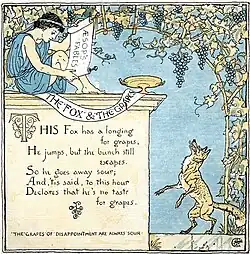 Le renard et les raisins, début XXe&nbsp;siècle.