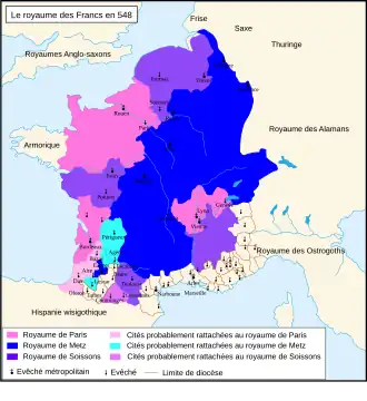 Partage de la Vasconie entre les souverains francs (548).