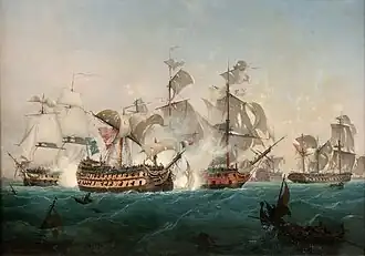 Ambroise Louis Garneray, Le vaisseau le Vengeur, huile sur toile, 1837