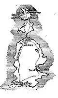 Plan de l'île de Sarek dans L'Île aux trente cercueils.