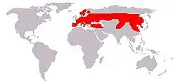 Aire de répartition du Chevreuil de Sibérie