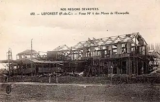 La fosse no&nbsp;6 détruite après la Première Guerre mondiale.