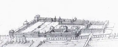 Le projet de Visconti et Lefuel, en grande partie réalisée, vers 1860.