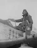 Carson à bord de son P-51 Mustang.
