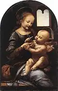 Léonard de Vinci – Madonna Benois, c.1478Huile sur bois transposée sur toile, 49,5 × 31,8 cmmusée de l'Ermitage, Saint-Pétersbourg.