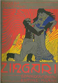 A.Bonzagni Couverture de la partition de l'opéra Zingari de Ruggero Leoncavallo, 1912