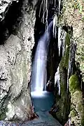 La Salentse à la sortie des gorges, avant de se jeter dans le Rhône non loin du village de Saillon.