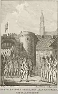 La garnison hollandaise évacuant la ville avec les honneurs de la guerre après la capitulation du 7 mai.
