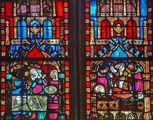 Vitraux du XIVe siècle représentant des épisodes de la vie de saint Jean-Baptiste.