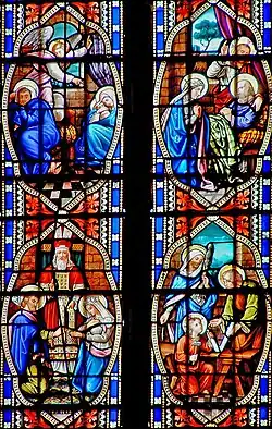 Vitraux de la vie de la Vierge datant du XIXe siècle réalisés par Dagrant.