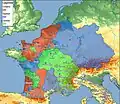 Le royaume des Francs en 567.