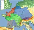 Le royaume des Francs en 584.