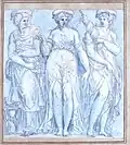 Dessin original des Trois Parques de Boichot. Autun, musée Rolin.