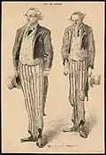 Caricature illustrant deux hommes âgés dont les apparences sont presque identiques.