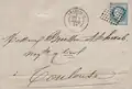 Lettre de bureau de direction avec cachet à date constitué de cercles continus.