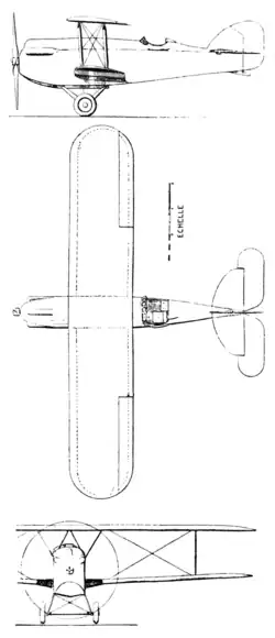 Description de l'image Levasseur PL.8 3-view L'Aérophile June,1927.png.