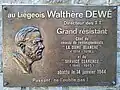Plaque commémorative Walthère Dewé, rue Coupée à Liège.